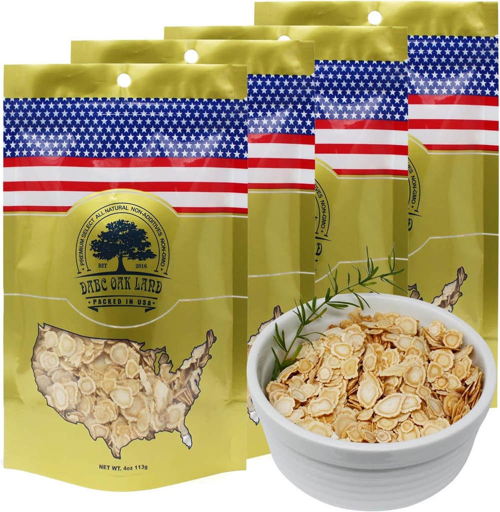 4 Taschen von American Ginseng Slices von Wisconsin, DOL American Wisconsin Ginseng Slices Root für Tee, Energie für Männer Frauen Mental Health Boosts Immunität, Gluten Free, εεεεε/ς 4 Tasche von 4OZ,16 Unzen