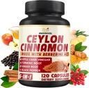 Ceylon Cinnamon Capsules with Berberine HCl, Apple Cider Vinegar, Turmeric, Ginseng, Black Pepper - Support Immune funksiyası üçün 6in1 - 120 Count