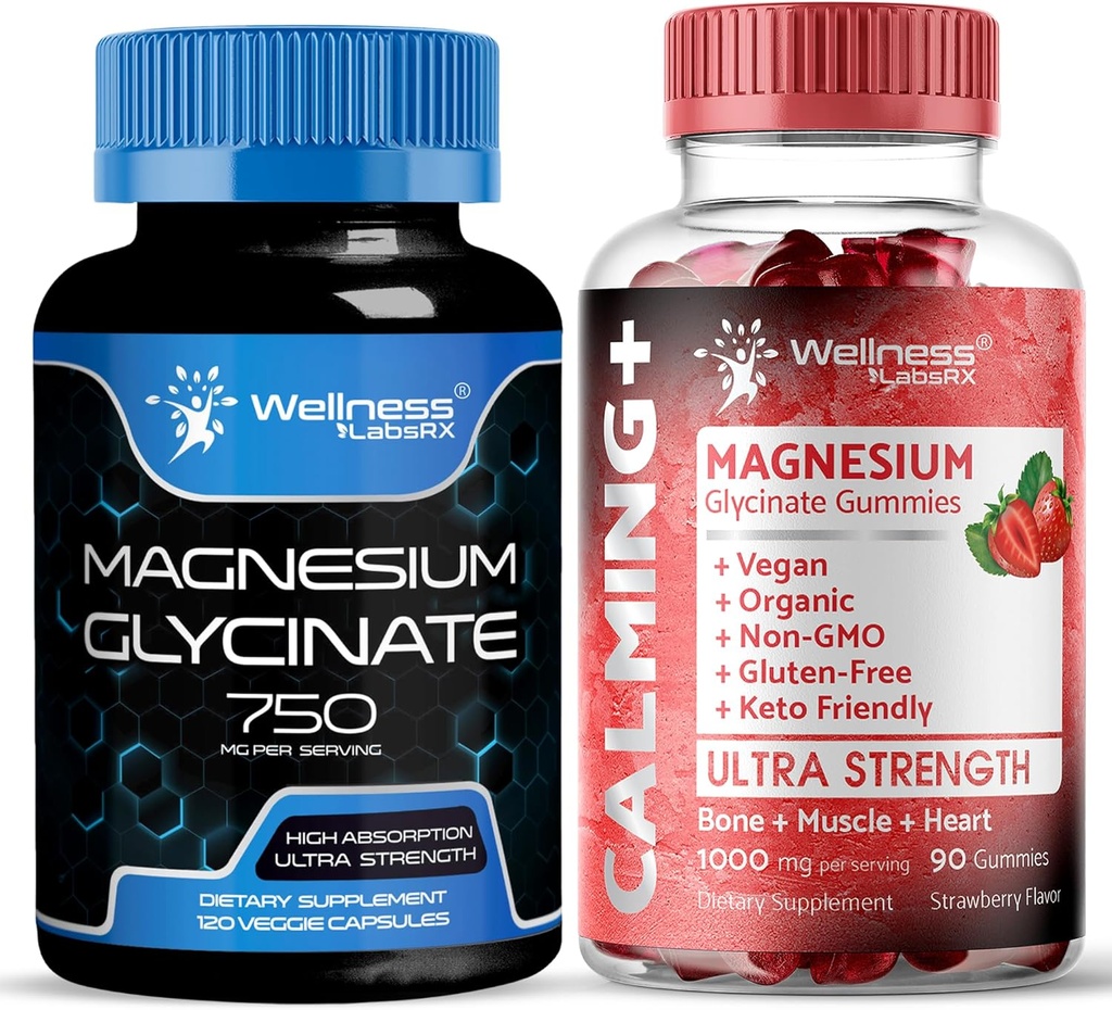 ウェルネスLABSRXのマグネシウムのGlycinateのカプセル750mg -マグネシウムのGlycinateのグミー1000mg