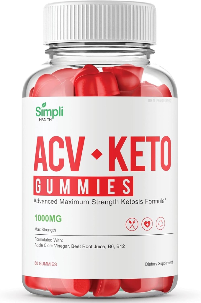 Simpli Health ACV Keto + Gummies, SimpliHealth ACV Keto supplement Gummies - Maximum Strength, Simpli ACV Gummys, All Natural Support Advanced Formula, SimpliACV Gummy Reviews (60 Gummies)
