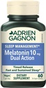 Adrien Gagnon - Melatonin 10mg, Dual Action Time Release Melatonin for Deep Sleep, Natural Sleep Aids for Възрастни Extra Strength, 60 Веган Melatonin Бързо разтварящи се таблетки