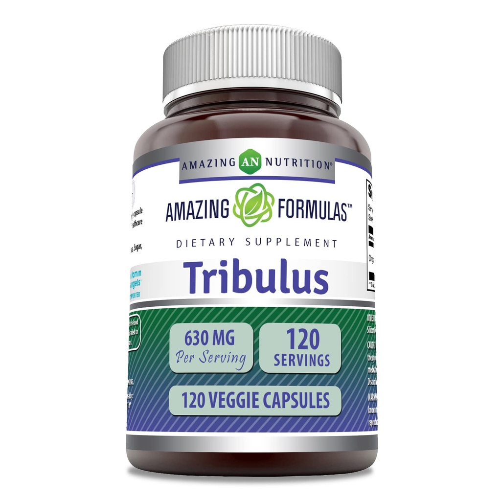 Amazing Formulas Tribulus Terrestris Extract 630 Mg | (Made with Organic Tribulus) | Veggie Capsules Supplement | Non-GMO | Gluten-Free | Made in USA (1 Pack | 120 Count)