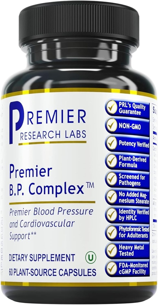 ראשי התיבות של Premier Research Labs Premier BP Complex - Heart Health Supplements, BP Formula, Garlic Allicin Supplement, Natural Herbal BP Support Pills with Reishi & Cayenne Pepper - 60 קפסולות צמחוניות
