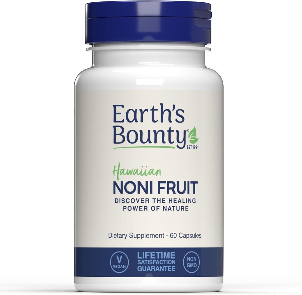 Jordas Bounty Hawaiian Noni Fruit Capsules - 60 Veggie Caps - Sunn Immune System & Joint Helse Support - 100% Naturlig og ren Noni - Vegetarisk