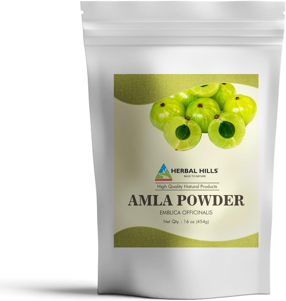 HERBAL HILLS Amla 粉末 454 GMS 印度鹅莓 Emblica Officinalis 富含抗氧化剂(16 Once Pack of 1)