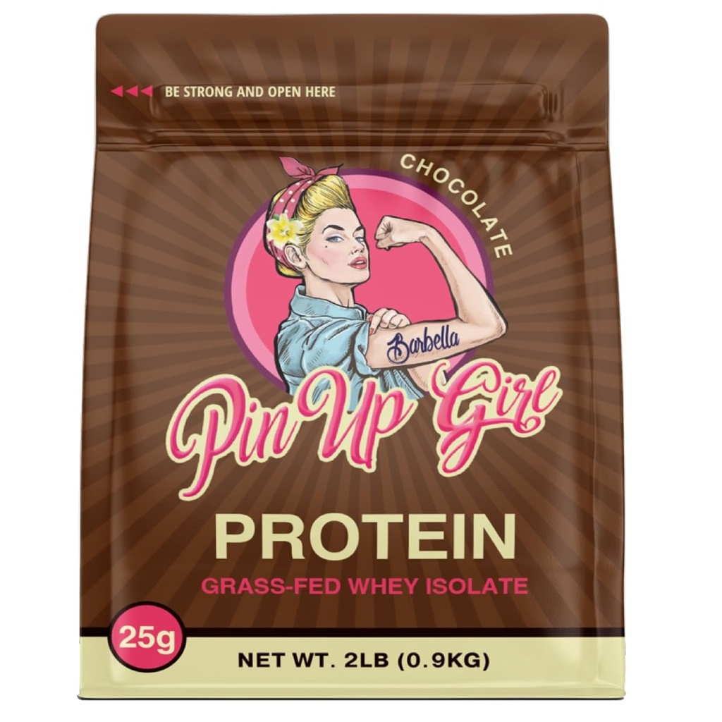 Pin Up Girl Whey Protein Isolate Powder | Dutch Chocolate | 25g of Protein Per Serving | Premium Muscle-Building Whey Protein for Women | Fat Free, Low Calorie, Low Carb, No Added Sugar (32 Ounces)