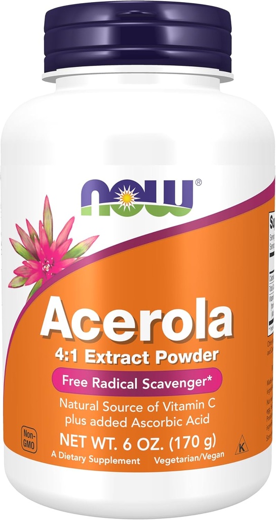 지금 식품 보충제, Acerola 4 : 1 추출물 분말, Acerola 및 아스코르브산, 무료 Radical Scavenger *, 6-Ounce