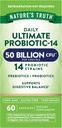 Nature 's Truth Probiotic for Women and Men ® 124; 50 Billion KSV ® 124; 14 Probiotic Strips ® 124; 60 Capsules ® 124; Stomach Friendly ® 124; 200mg Prebiotics ® 124; Vegetarian, Non- GMO & gluten Free Addition