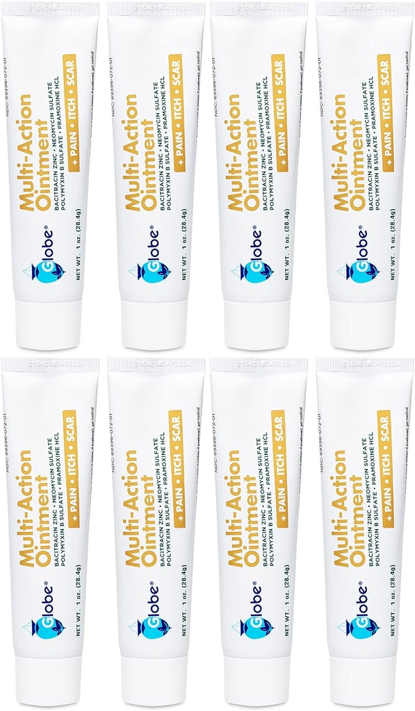 Global Multiple-Action Ontment | antianteoxine HCIIIIE, Antite-Itch, & sleepter   Originment with Neomycin, Bacrain, priloxine HCl & Polymyxin B| Teis Crutes, Sladiums & Burns (8).