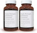 Pureclinica Triple Strength Inmmune Support - Elderberry Gummies C & Zinc x 180 Gummies (2 botila 90) - 6-Months Supply!