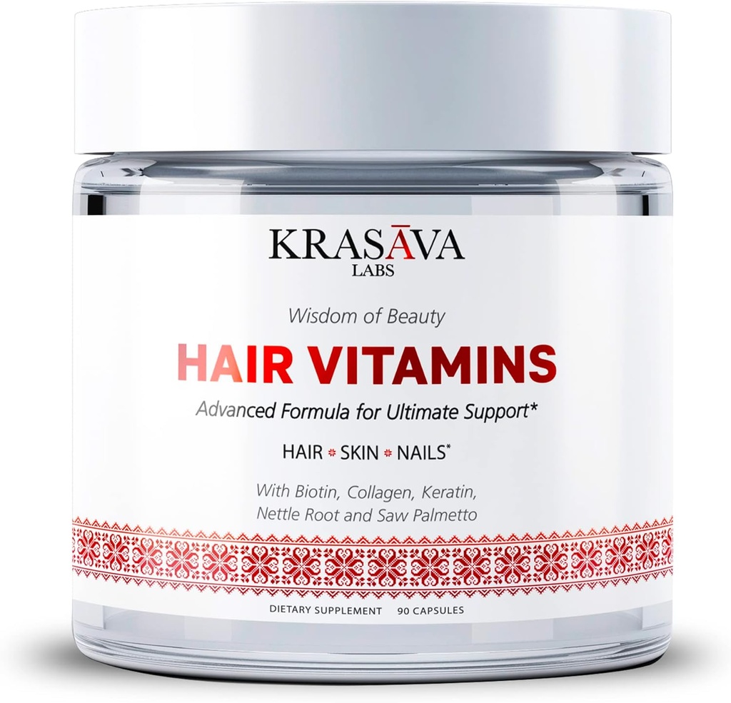 Crecimiento del cabello Las vitaminas con Biotina, Collagen, Keratin, Nettle Root y Saw Palmetto soporta el cabello saludable, estimula las fólicas del cabello, e impide la pérdida del cabello " Thinning. Made in USA - 90 Conde