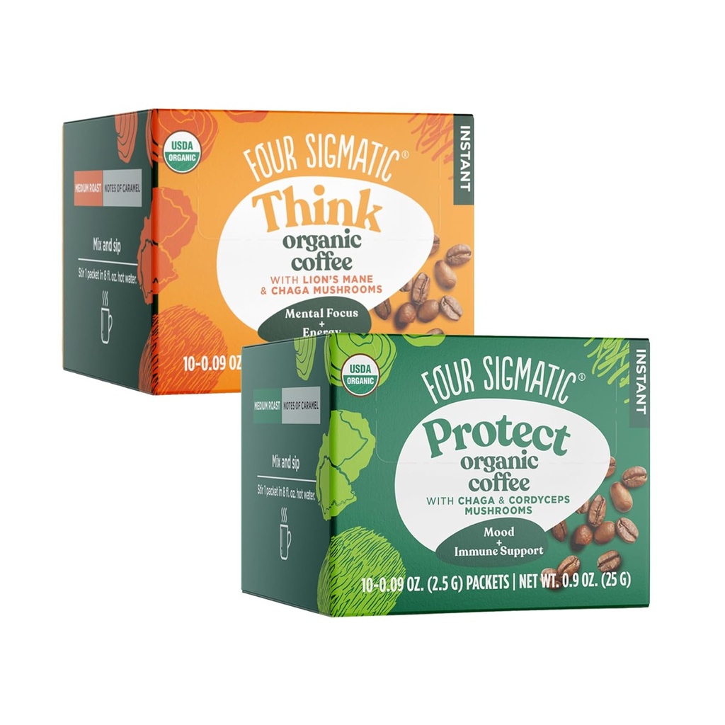 Чотири Sigmatic Mushroom кавові мікси Pack 2 - Mane Лева і Chaga & Cordyceps і Chaga