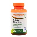 Folic Acid 800 mcg Plus Iron 27 mg Supplement for Women, Vitamin B9, Folate Prenatal, Fast Absorption, Made in USA, 250 Softgels