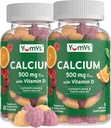 YumVs Calcium 500mg with Vitamin D3 - Raspberry & Orange Flavor Calcium Vitamin D Gummies, Chewable Calcium Supplement for Kids & Adults, Vitamin D Calcium Gummies (60 Count (Pack of 2))