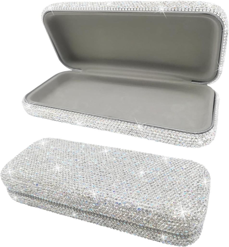 Bling 선글라스 케이스, 빛나는 다이아몬드 선글라스 하드 케이스 귀여운 안경 케이스,Rhinestone Eyeglass Case for Women