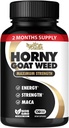 Horny Goat Weed 1275 mg MAX STRENGT w/Maca (2regs de mes) - Energia i el complex de rendiment per als homes i Dones de 120 Vegan Capules