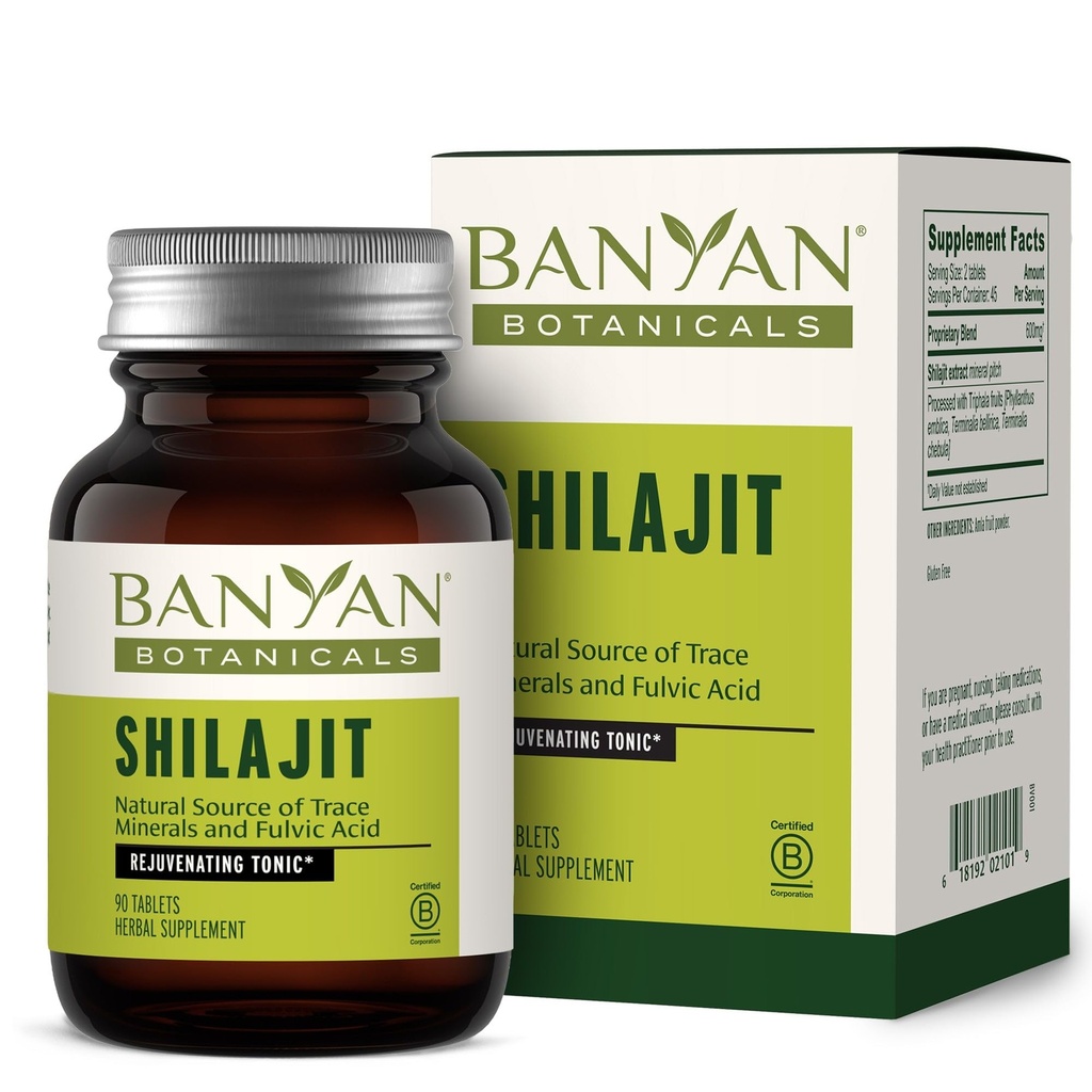 Banyan Botanicals Organic Shilajit – Pure Himalayan Mineral Pitch Supplement – Natural Source of Fulvic Acid & Trace Minerals for Energy, Detox & Healthy Aging – 90 Tablets – Sustainably Sourced