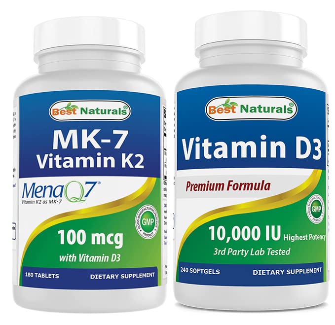 Best Naturals Vitamin K2 (MK7) with D3 & Vitamin D3 10000 I