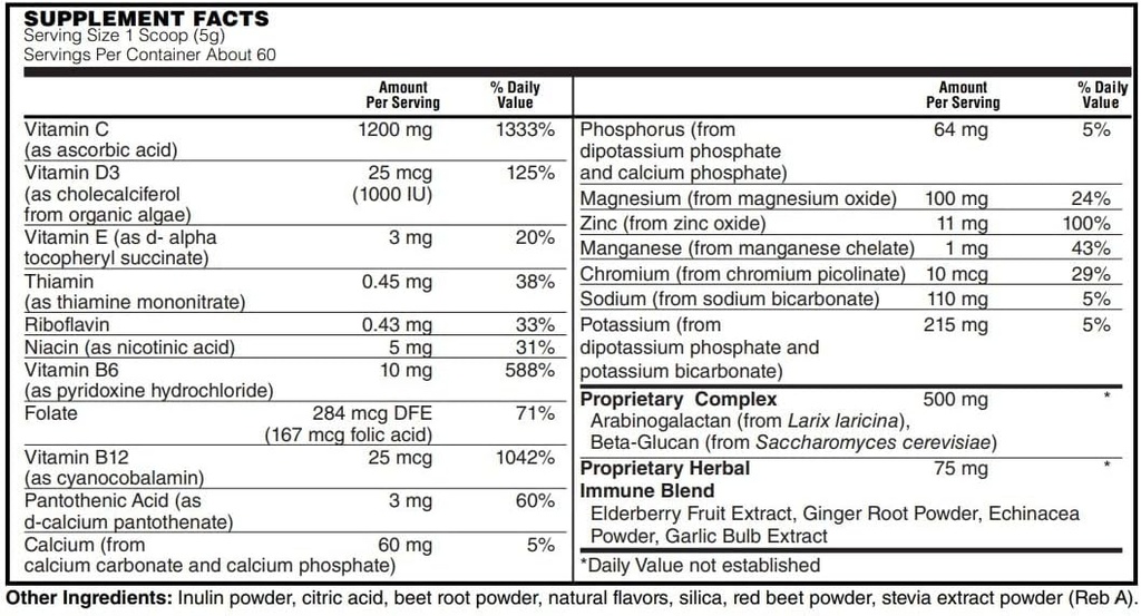 BariatricPal ImunoLYTE Fizz com 1200mg Vitamina C Plus D3, Zinco & Elderberry - Suporte Imune e Recuperação de Eletrolíticos! - Berry
