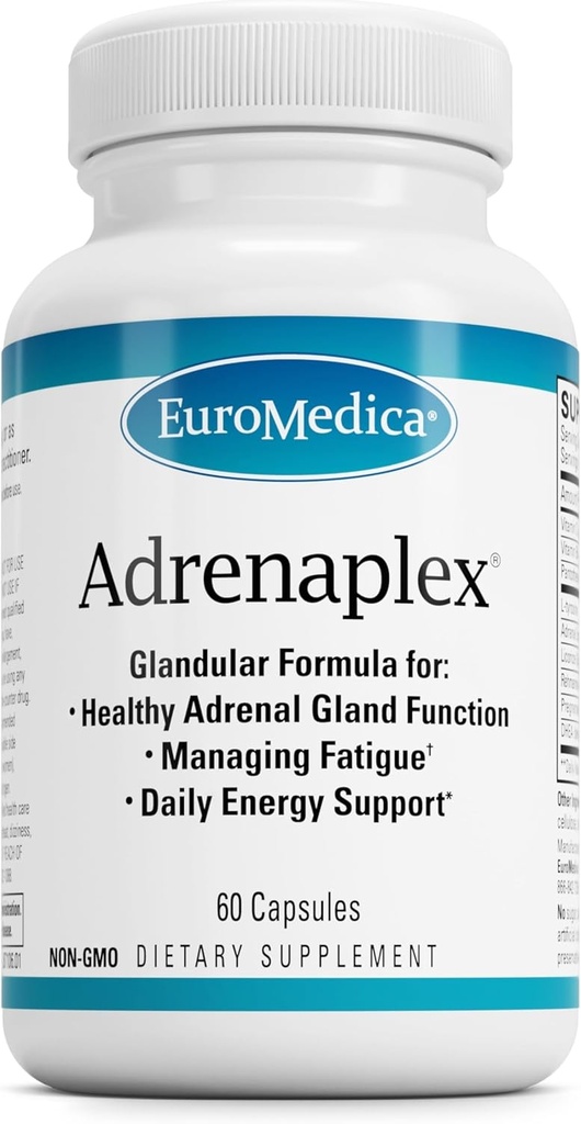 EuroMedica Adrenaplex - Adrenal Gland Function Supplement - Glandular Support Supplement med Vitamins C & B6 - Stöder Hälsosam Adrenal Function - Håll ut ur räckhåll för barn - 60 kapslar