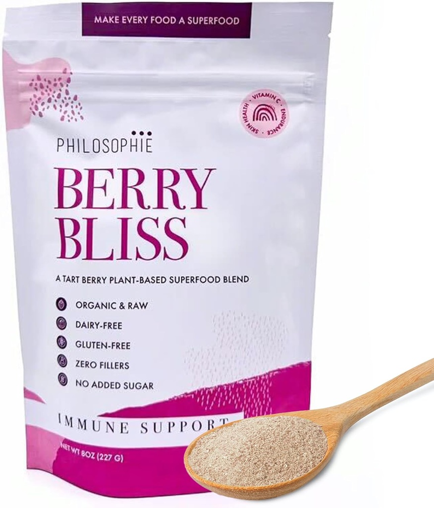 Filosofi Plant Basert Superfood Powder - Vegansk proteinpulver med Rice Protein, Maca Root Powder & Acai Berry - Økologisk Dairy Free Superfood Blanding - Protein pulver uten kunstige søtningsmidler