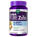 ZzzQuil PURE Zzzs De-Stress 2mg Melatonin Gummies, , Sleep Aids for Adults, Ashwagandha for Stress Support, 60 Gummies