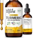 Wild & Organic Turmeric Supplement Pilter - ร่วมสนับสนุน - Turmeric Curcrukin with Black Perper culse - Curcylin Roots - เวก้า, Sugar & Olice-Tincourre - 2 plot
