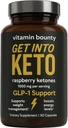 Vitamin Bounty Premium Raspberry Ketones Supplement - Keto Pills för viktminskning - Främjar Ketosis & Metabolism Support - Keto Diet Aid - Energiökning för kvinnor och män - 60 kapslar