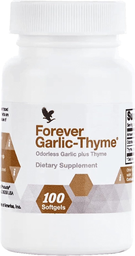 Liveity - Forever Garlic-Thyme - Cardio vascular i Imune Implementació de 10mmg Garlic Extrave & 50mg Tymg Leaf Powder - Softly, Guten-Free - 100 Softlis