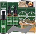 Baard Kit, Baard Grooming Kit w/2 Pack Baard Oil&2 Pack Baard Balsem, Kerst Stocking Stuffers Gifts voor mannen Him Echtgenoot Pap Vriend, Scheren Kit w/Baard Wash Comb Brush