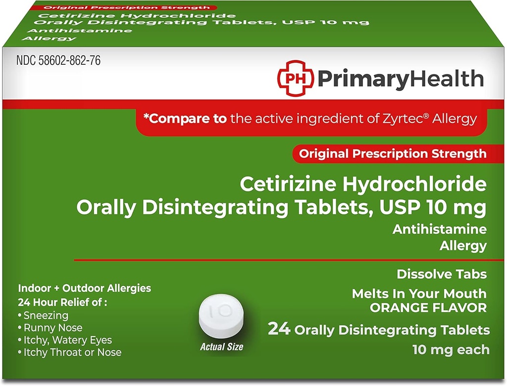 Cetirizine Hcl, 10mg Odt, 24 граф, 24 граф