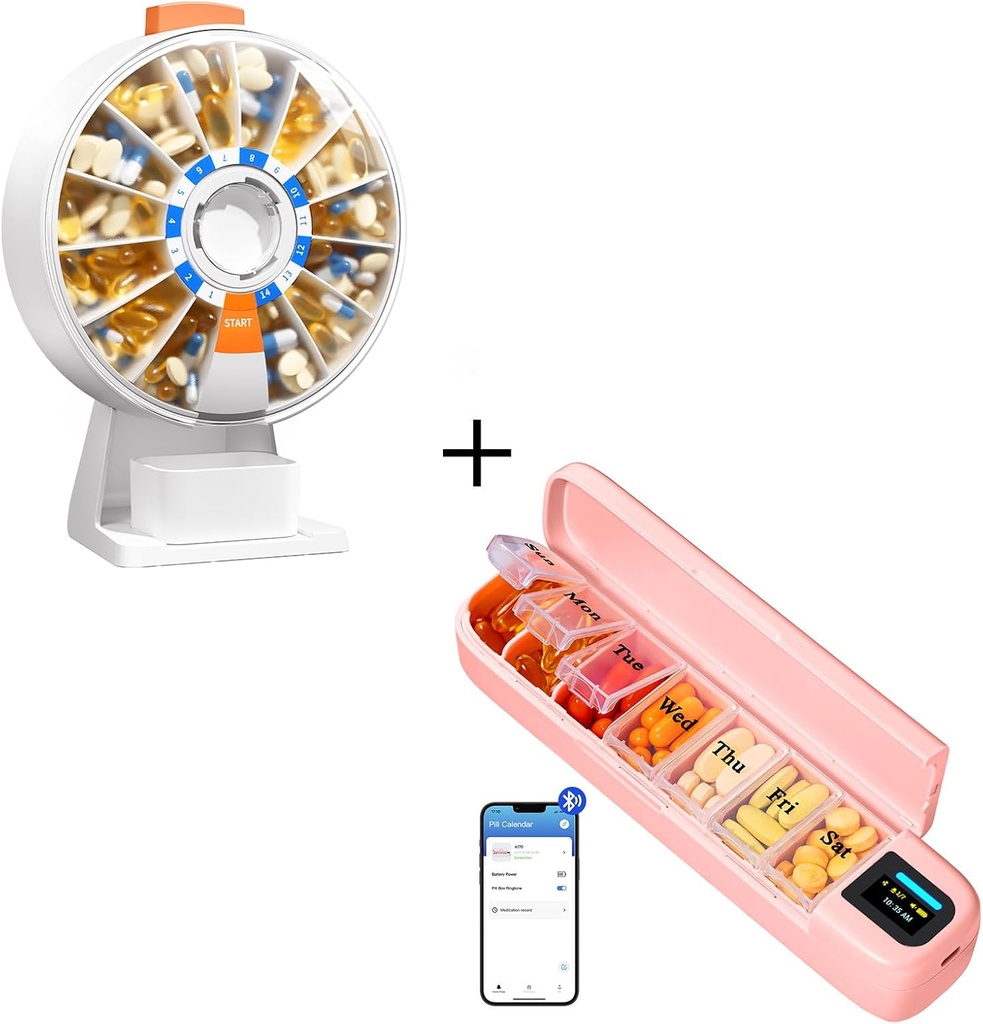 Daviky Pill Dispenser Daily, Large Pill Organize, Automatic Pill Dispenser, Smart Pill Antolatzailea Alarmarekin