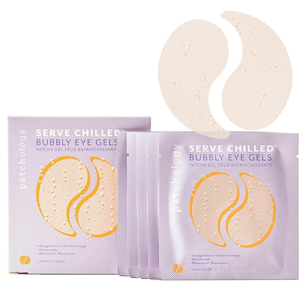 Patchology Serve Chlazené Bubble Eye Gels s Niacinamid, Hydratační pod očí Záplaty s Niacinamid a vitamín C, Pod oko gel Pads s Gel technologií, Facial Skin Care Products - 5 páry