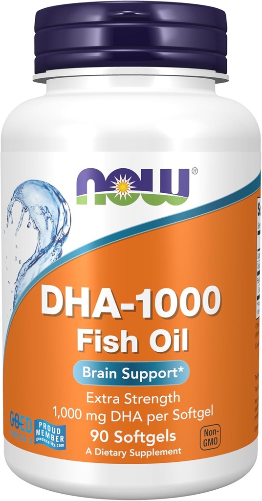 NOW Foods Supplements, DHA 1,000 Brain Support, Extra Strength, 1,000 mg DHA, 90 Softgels