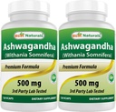 Кращий Naturals 2 Pack Ashwagandha Capsules для релаксації стресу і настрій, 500 мг, 120 граф (Всього 240 капсули)