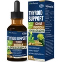 Thyroid Support Drops - Liquid Iodine Supplement, Gotas de YODO y Selenio para Tiroides, Con Rodiola Semenovii y Ortiga, Fight Brain Fog w/Ashwagandha & Rhodiola Extract Tincture.2 oz