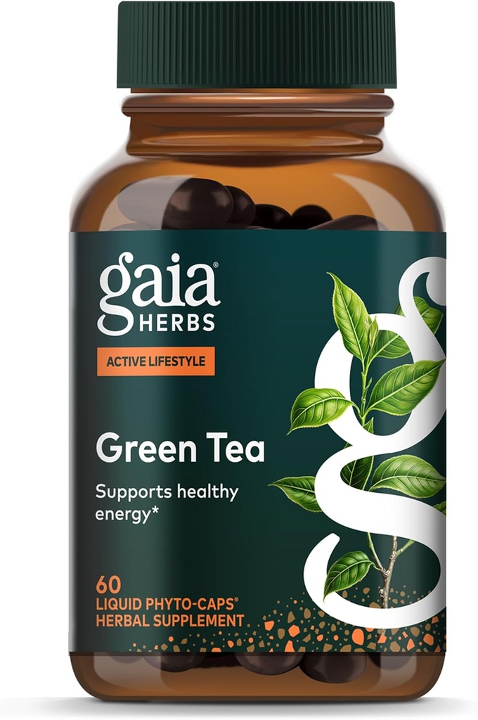 Gaia Herbs Green Tea - axuda a manter un peso saudable e niveis de enerxía* - con follas de té verde orgánico e extracto - 60 Vegan Liquid Phyto-Capsules (15-Day Supply)