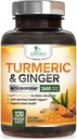 Turmeric Curcumin Phụ 2600mg - với chất hữu cơ Ginger & Turmeric, BioPerine Black Pepper Trích 95% Curcuminoids - Hỗ trợ tăng cường và chống oxy hóa - 120 Capsules
