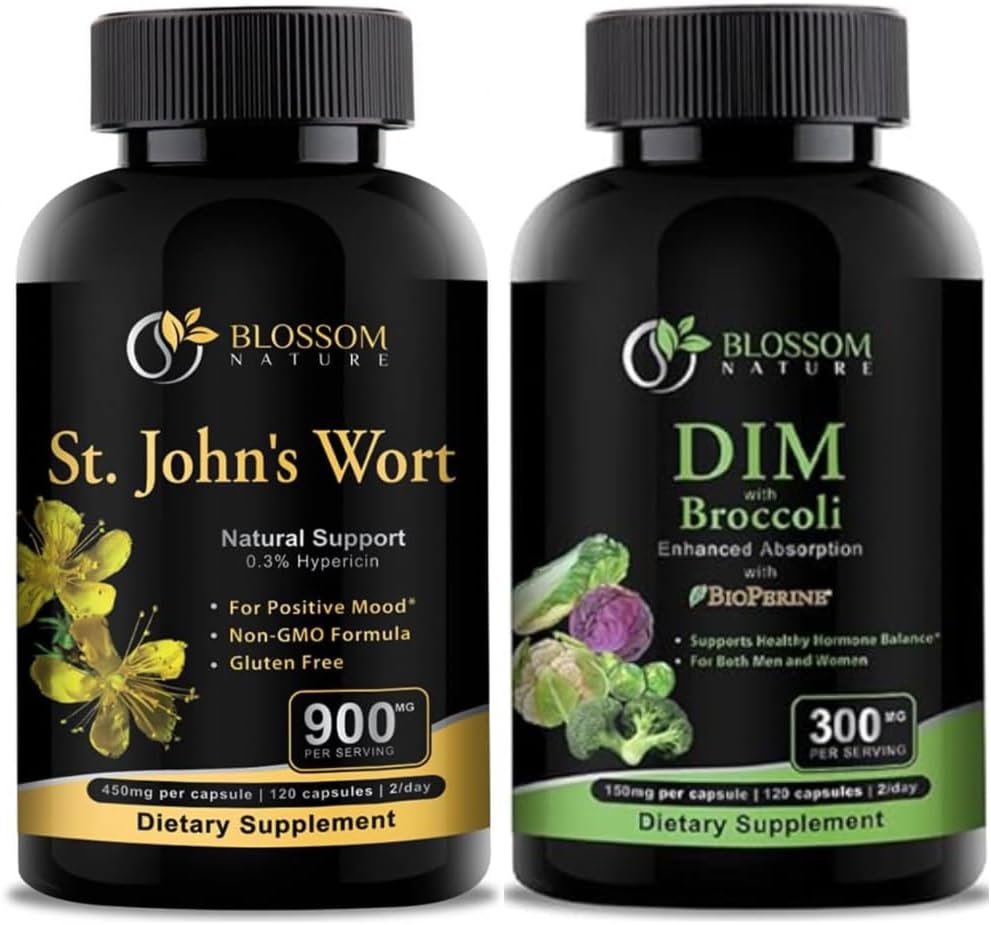 St Johns Wort 900mg-Mood Support Supplement-Calm Supplements. 300mg gehigarria Broccoli 200mg BioPerine 10mg-Hormone eta Estrogen oreka emakumeentzat eta gizonentzat.120 kapsula begetal (2 MONTHS)Y)