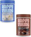 Happy Viking Vanilla og sjokoladeprotein pulver, av Venus Williams, 20G Protein, Lavt karbohydrat, Keto, Vegansk, Glutenfri, Superfoods, Fullstendig måltid erstatning, 2 Canisters (24 oz. Hver)