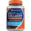 Doctor's Recipes Multi Collagen Peptides with Golden Turmeric, Vitamin C, Biotin, Hyaluronic Acid & Black Pepper, Collagen Supplements for Skin, Hair, Nail, Collagen for Women and Men, 90 Caps