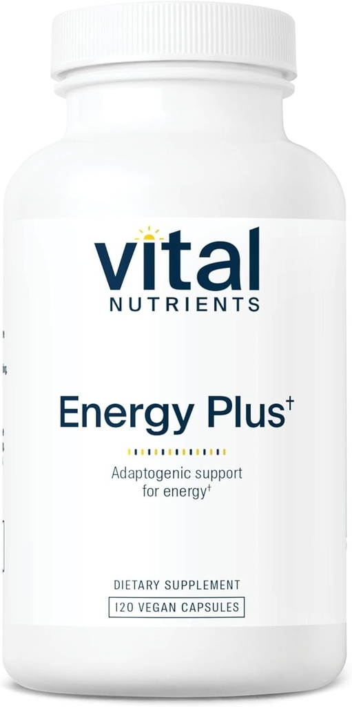 Vital Nutrients Energy Plus Нестимуляторна трав'яна енергія Підтримує Чоловіки та фізичні витривалість Адаптогенна підтримка Stress Gluten, Dairy, Soy Free Non-GMO 120 Caps