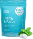 Mints Kafein Energi NeuroGum (180 Potongan) - Gula Bebas dengan L-theanine + Natural Caffein B12 & B6 - Nootropic Energy & Focus Suplemen & Men - Keto & Vegan, Peppermint Flavor