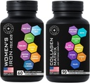 Skönhet Kollagen Komplex och Vegan Järntillskott för kvinnor - Åldersförsvar Bundle