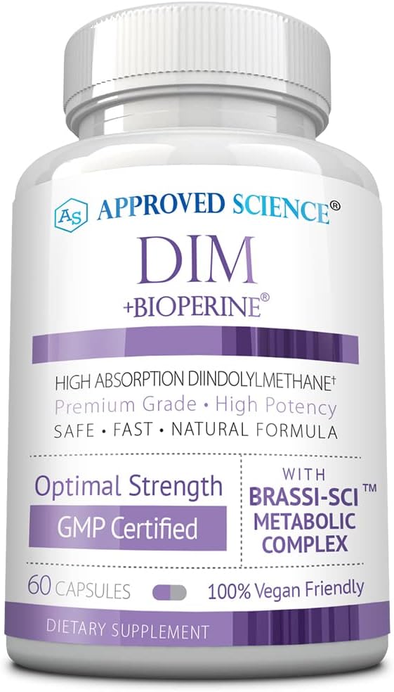 Затверджена наука DIM - Estrogen Metabolism Support - DIM, Broccoli Sprout, Mustard Seed, Calcium D, BioPerine - Vegan - 1 пляшка - 60 капсули