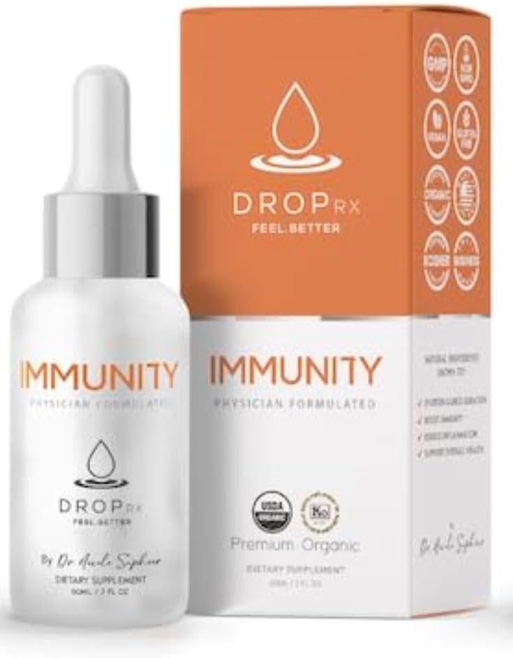 DropRx Immunity by Dr. Nicole Saphier – Elderberry, Echinacea & Garlic Supplements for Immune System Support, Organic, Non-GMO, Vegan, Gluten-Free, Kosher, Made in USA (2 Fl Oz)
