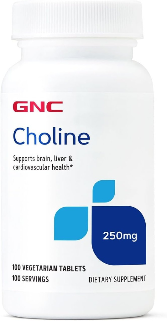 GNC Choline 250mg | Apoia cerebro, fígado e saúde cardiovascular | Vegetarian | 100 Conde