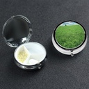 Pill Box 3 Purse & Pocket üçün Kiçik Pill Case, Cute Mini Pill Organizer Green Lawn Metal Travel Pillbox Portable Pill Container Cümə,Fish Oil