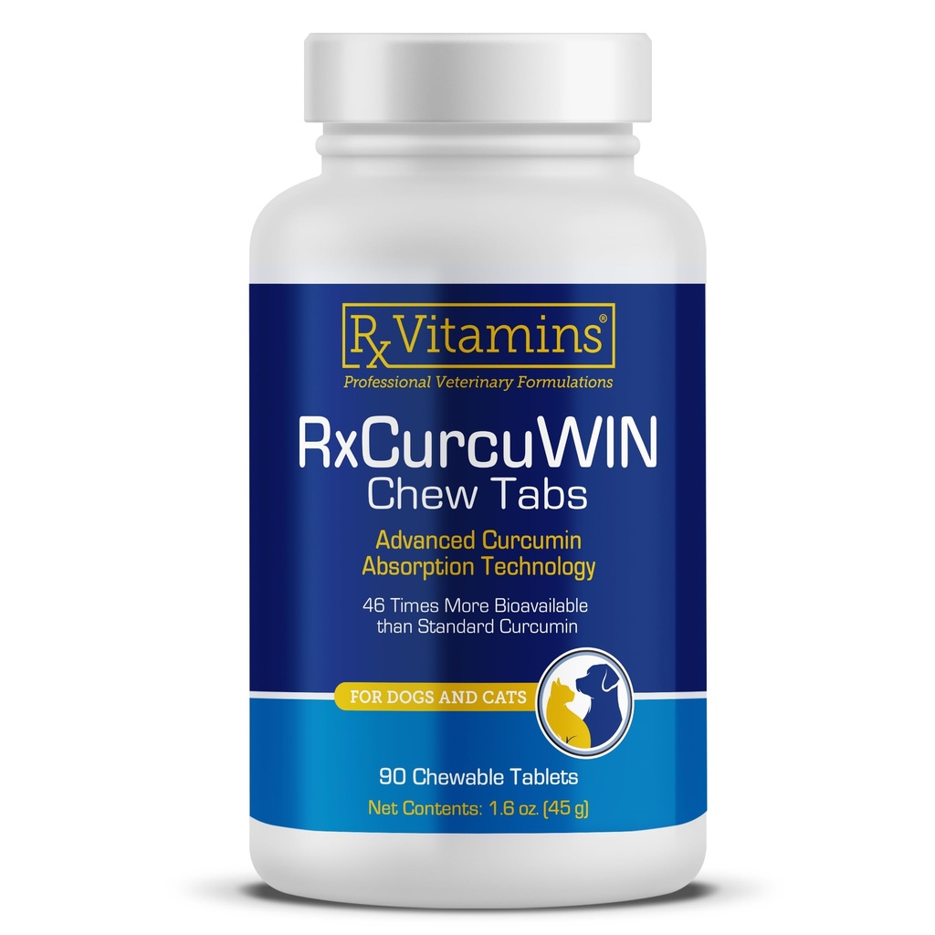 Rx Vitamins CurcuWIN - Curcumin for Dogs & Cats - Vitamins and Supplements, Allergy Relief - Provides Immune Support & Aids Digestive Support - Joint Supplement - 90ct