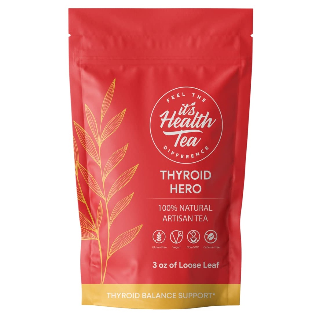 Thyroid Hero Herbal Tea – Thyroid Function & Balance Support | 8 Functional Herbs | Enjoy Hot or Iced | Caffeine-Free Loose Leaf Botanical Blend (35 Unbleached Tea Bags Included)*